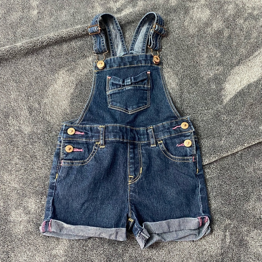 Jordache Dark Blue‎ Kids Denim Overalls with Button Accents Size 3T